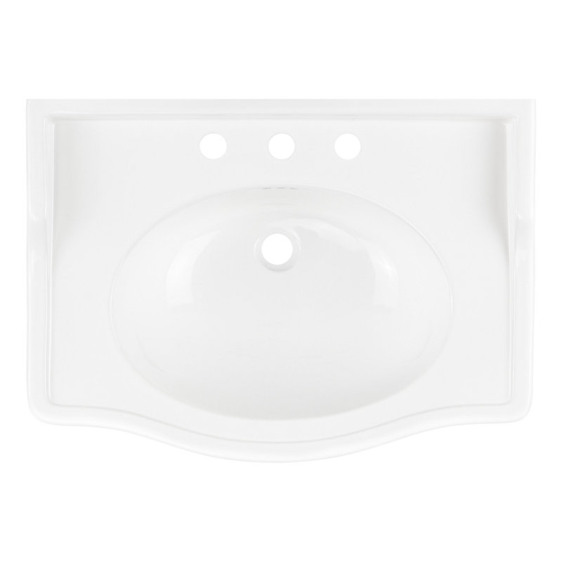 30" Cierra 31" Tall Vitreous China Rectangular Console Bathroom Sink with Overflow, Polished Nickel