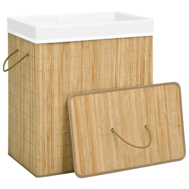 Bamboo Laundry Basket, Medium (62.5 cm x 52 cm x 32 cm), Yellow