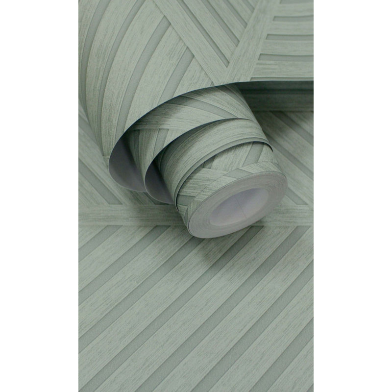 Papier peint à rayures géométriques Sage, Sauge