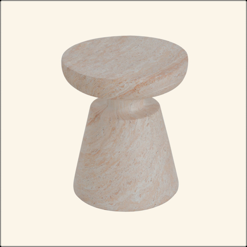 Outdoor/Indoor Lightweight Concrete Side Table, Beige