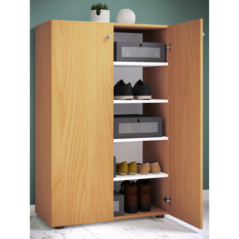 10 Pair Shoe Storage Cabinet, Beech