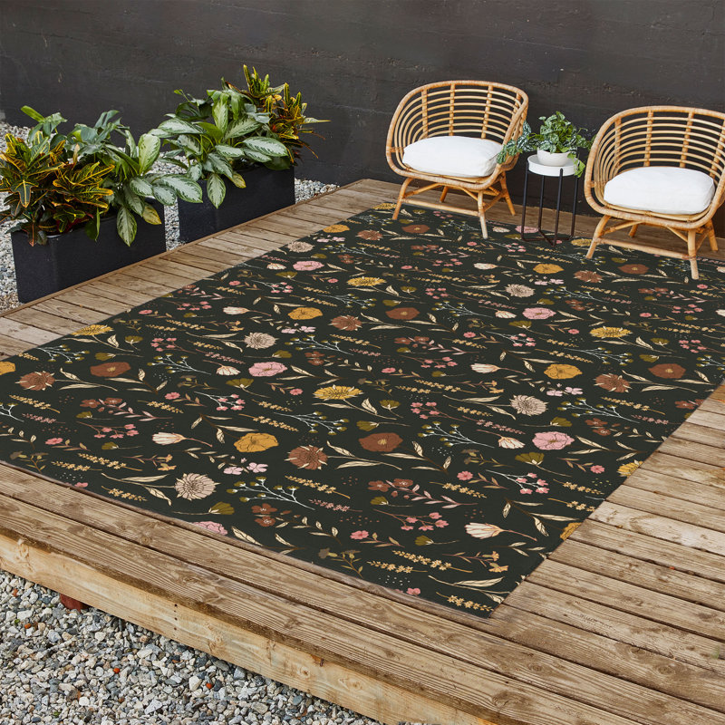 Tapis d'extérieur rectangulaire en polyester / chenille tissé à plat à la machine Talan, Rectangle 8 pi x 12 pi