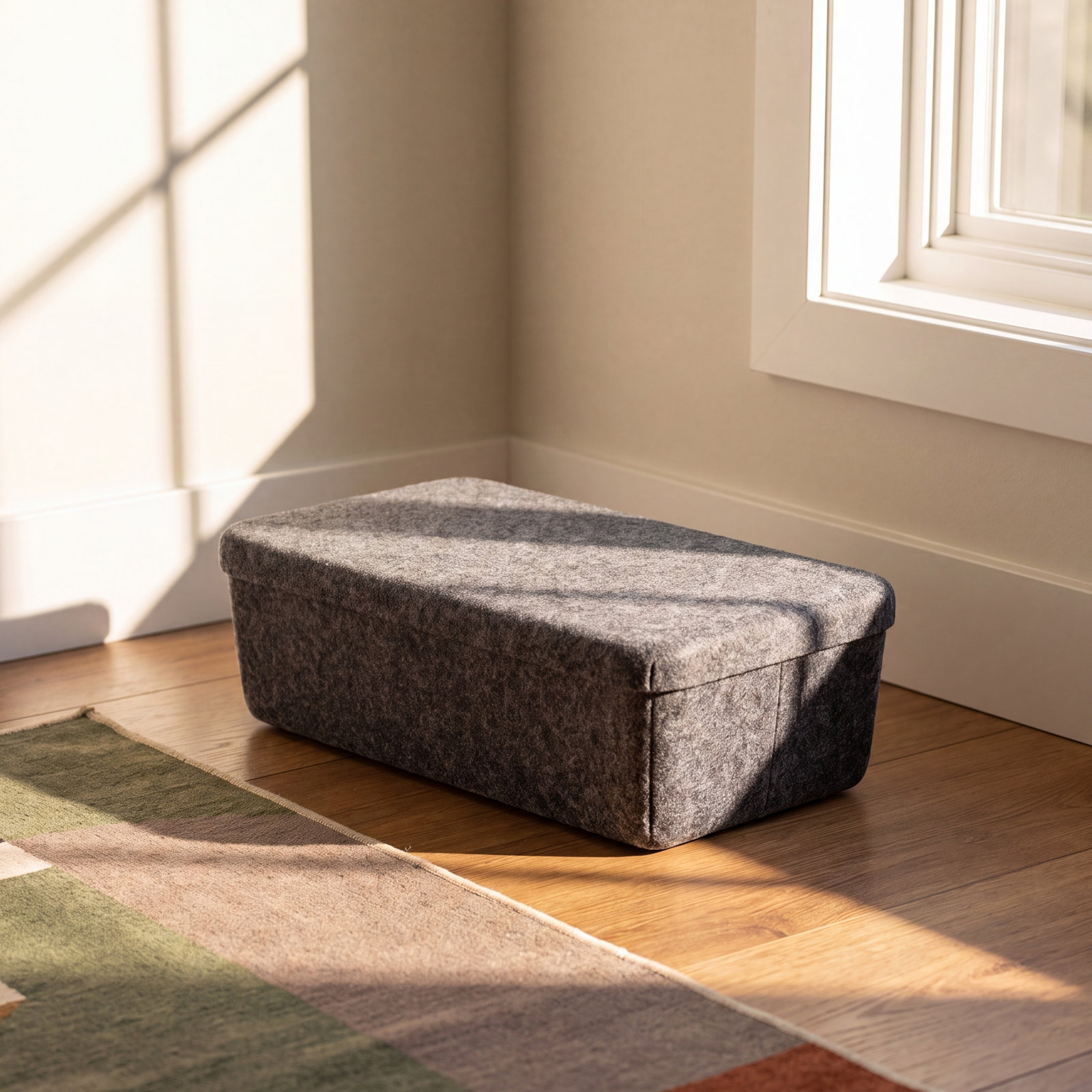 Sculpted Felt Wool Storage Bin, Black