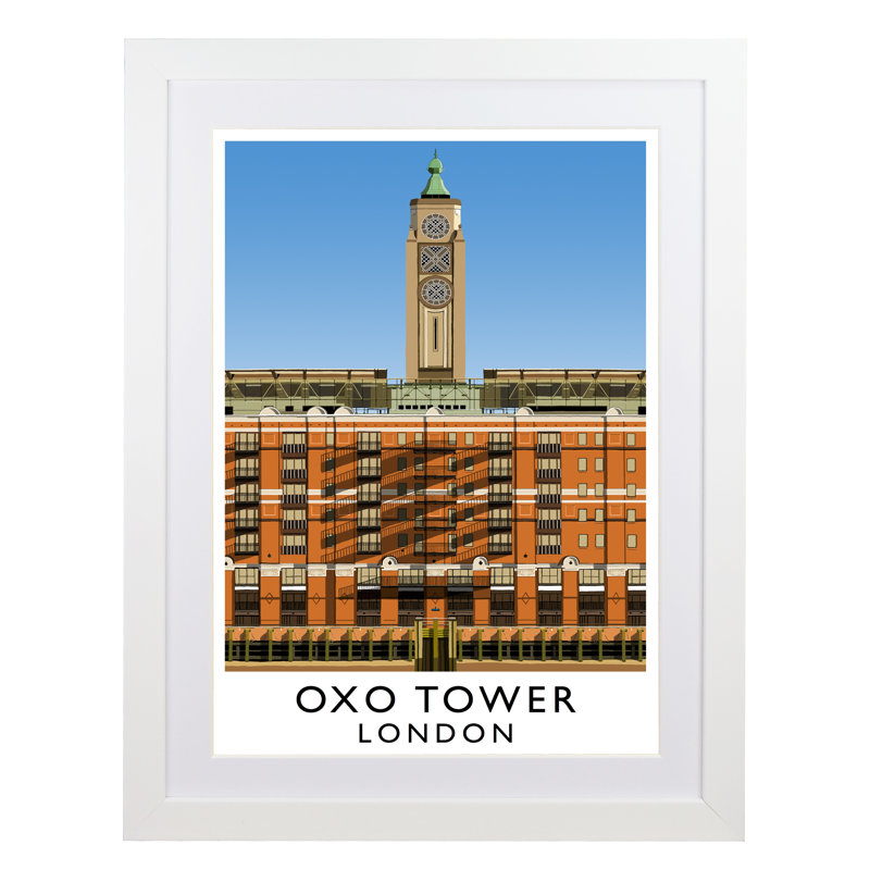 Oxo Tower by Richard O'Neil - Print, 43.5 cm H x 33.5 cm W x 2.2 cm D, White Wood Frame