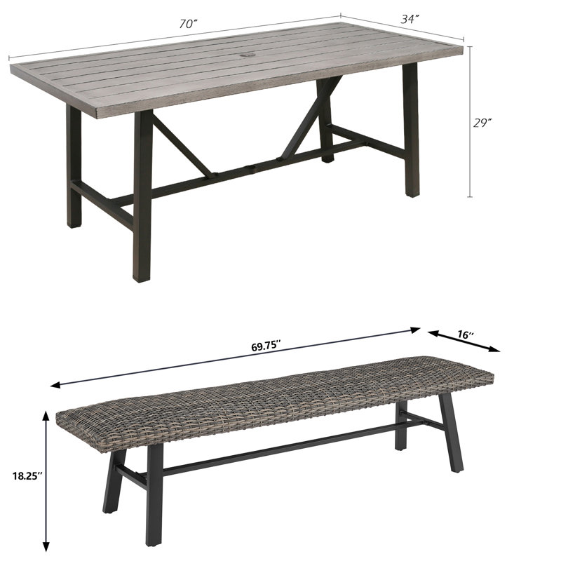 6 - Person Patio Dining Set with Rectangular Table