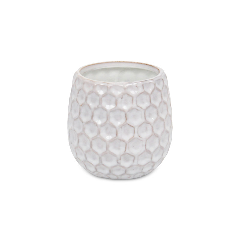 Pot à fleurs en céramique Eddins, H 4,5 po x l 4 po x P 4 po, Blanc
