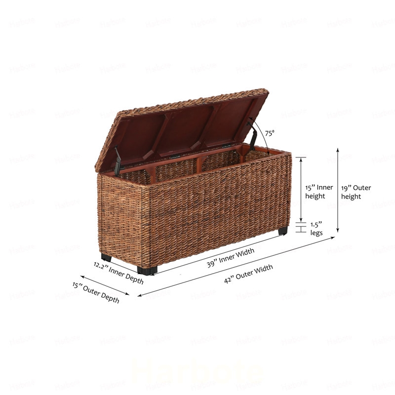 Coffre de rangement en osier de rotin