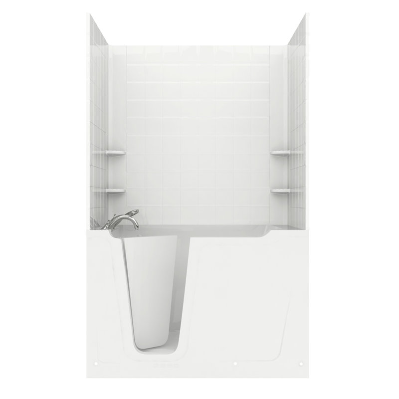 Crescendo 59.75'' x 35.8'' Fiberglass Bathtub with Faucet, Left