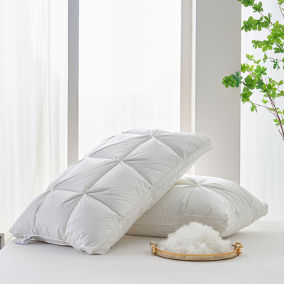 Qbedding PiloMio® Luxury Goose Down Pillow with Dual-Core Support, 100% Cotton Shell