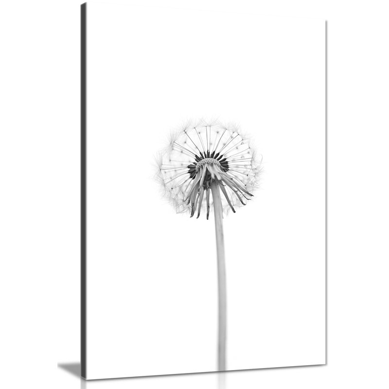 Bright White Dandelion Backside Artistic - Wrapped Canvas Art Prints, 91cm H x 61cm W