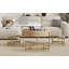 Table basse moderne à plateau relevable avec rangement et trois repose-pieds, offrant une polyvalence fonctionnelle pour les espaces de vie contemporains-224143768