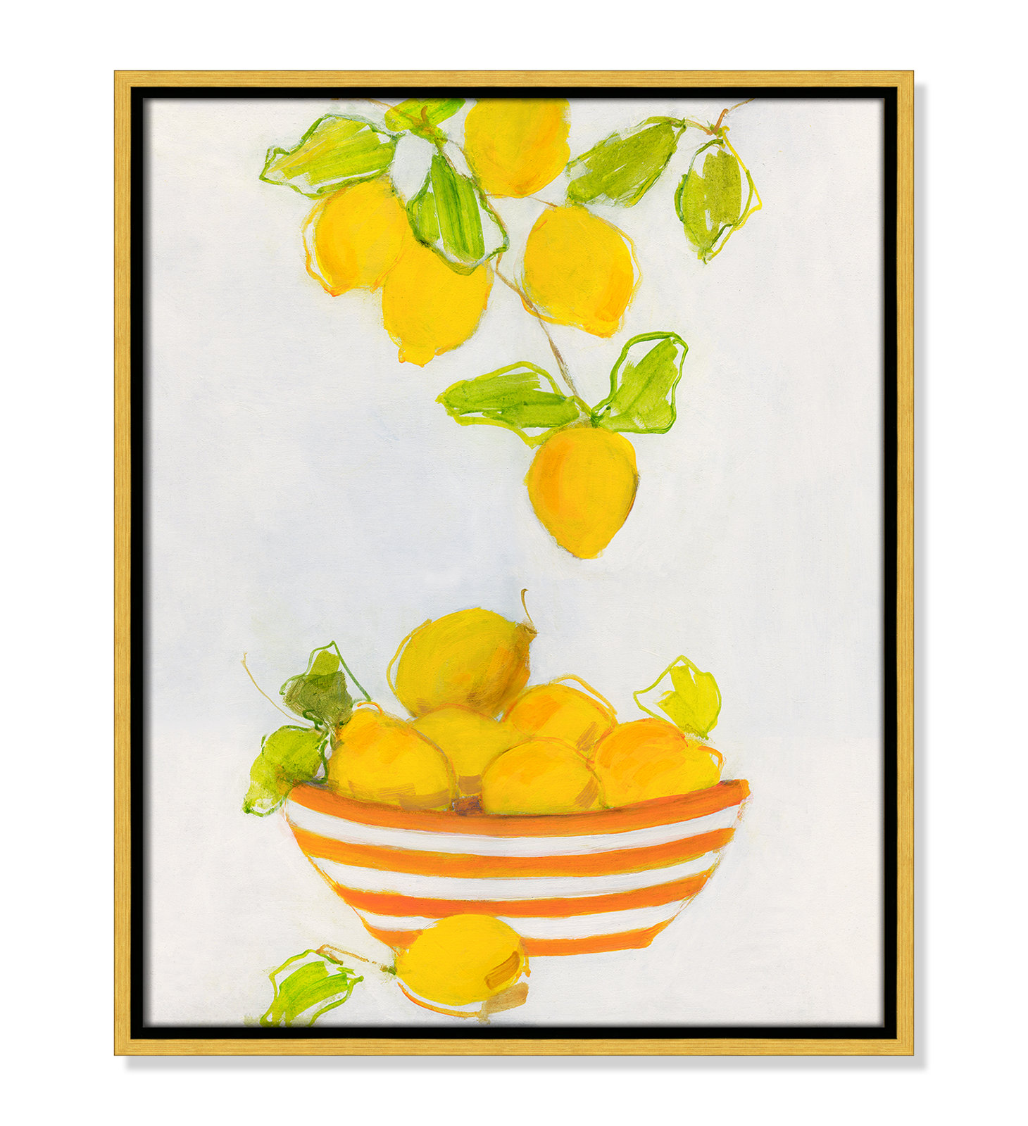 Darcy "Lemonlicious" Painting by Sally Swatland, 21.5" H x 17.5" W x 2" D, Gold Framed Canvas