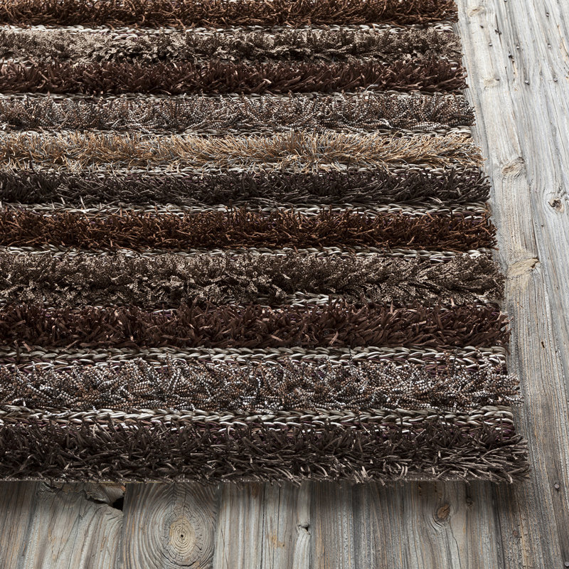 Lavasa Hand Loomed Modern Area Rug in Brown/Taupe/Tan, Rectangle 5' x 7'6"