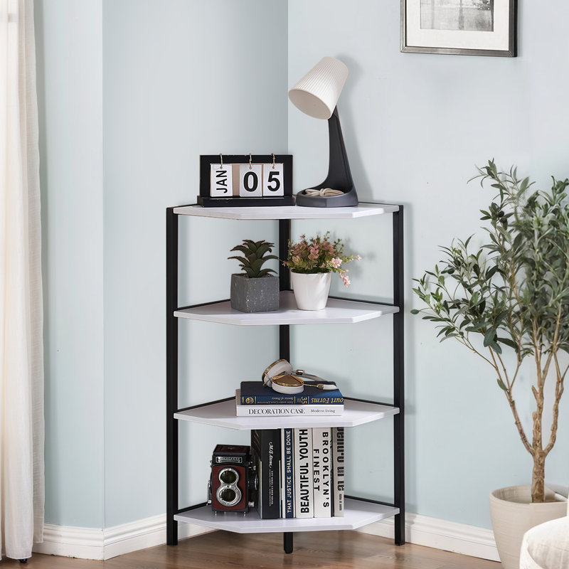 Armoire de coin Kempst, Plateau blanc / base noire