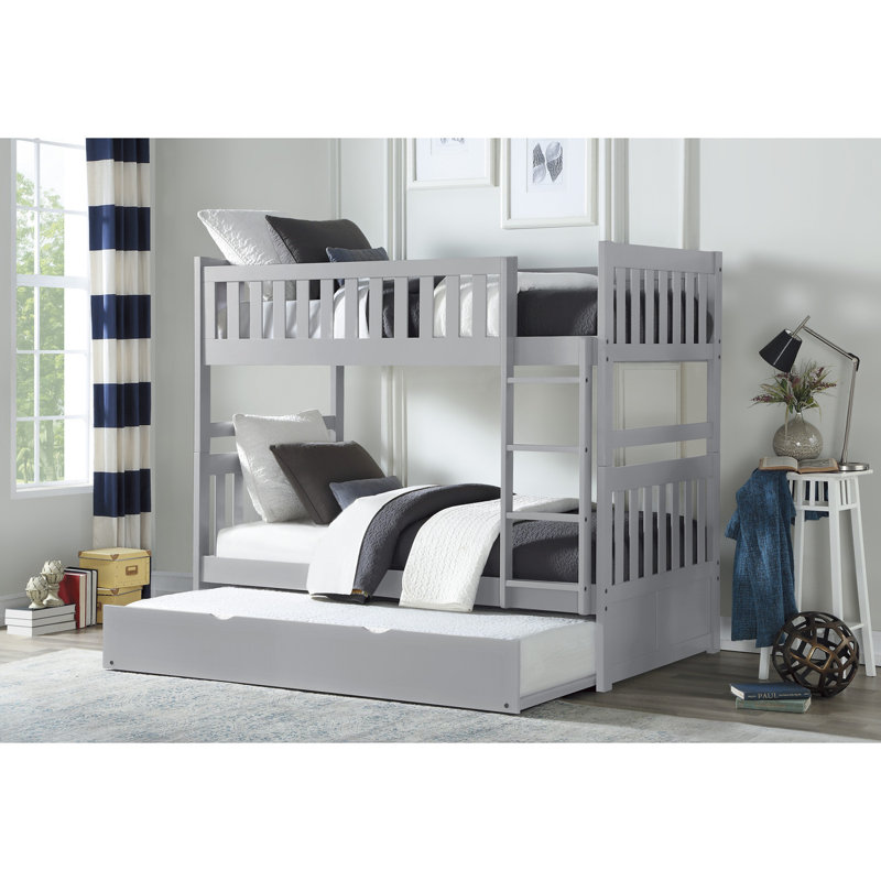 Fida Kids Bunk Bed with Trundle, Twin over Twin