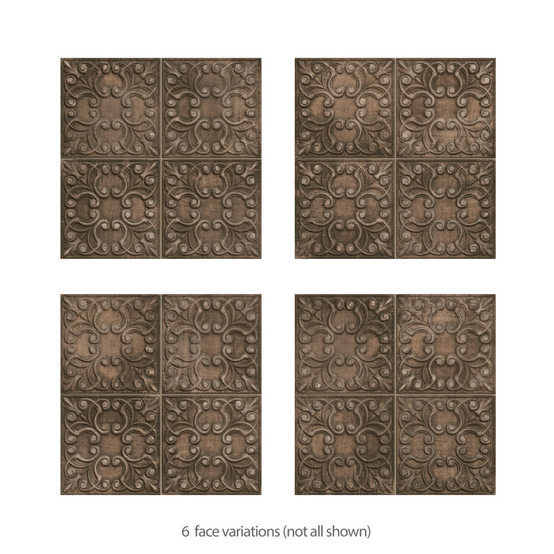 Victorian Tin 17-3/8 in. x 17-3/8 in. Porcelain Wall Tile, Brown