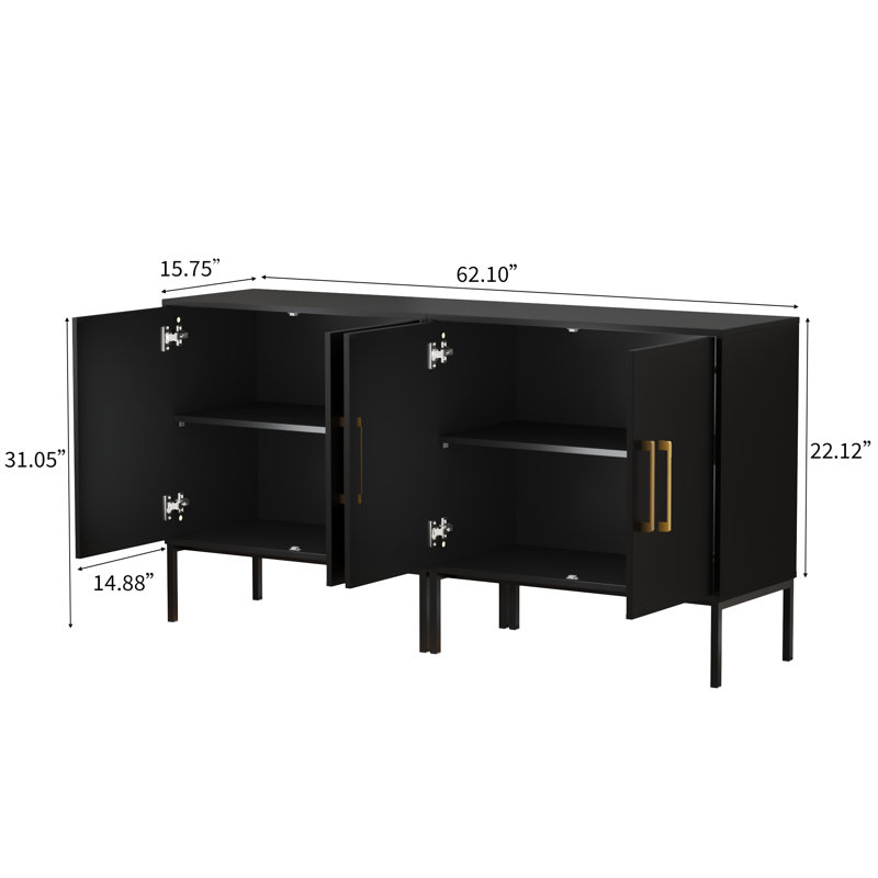 2-in-1 Black TV Stand for TVs up to 60",Storage with Cabinet, Black