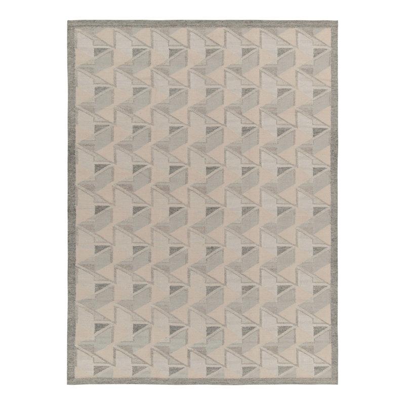 Scandinavian Wool Geometric Area Rug, Rectangle 10' x 14'