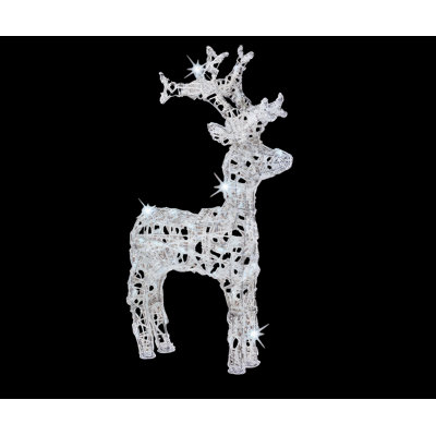 Cerf en acrylique DEL 4 pi blanc froid effet clignotant transparent Fil