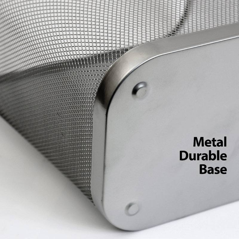 Silver Stainless Steel Rectangular Mesh Office Trash Can