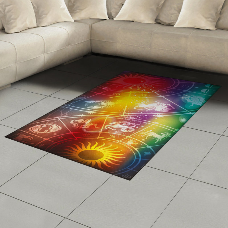 Astrology High Density Long Fiber Poly Threads Decorative Area Rug Carpet, Rectangle 4' x 5'8"