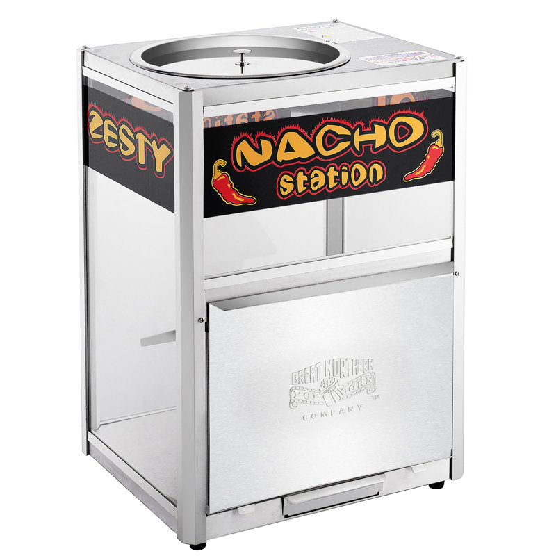 Nacho Machine Food Warmer - Steel Countertop Display Case and Merchandiser for Tortilla Chips, Peanuts, and Popcorn by Great Northern Popcorn (Silver)