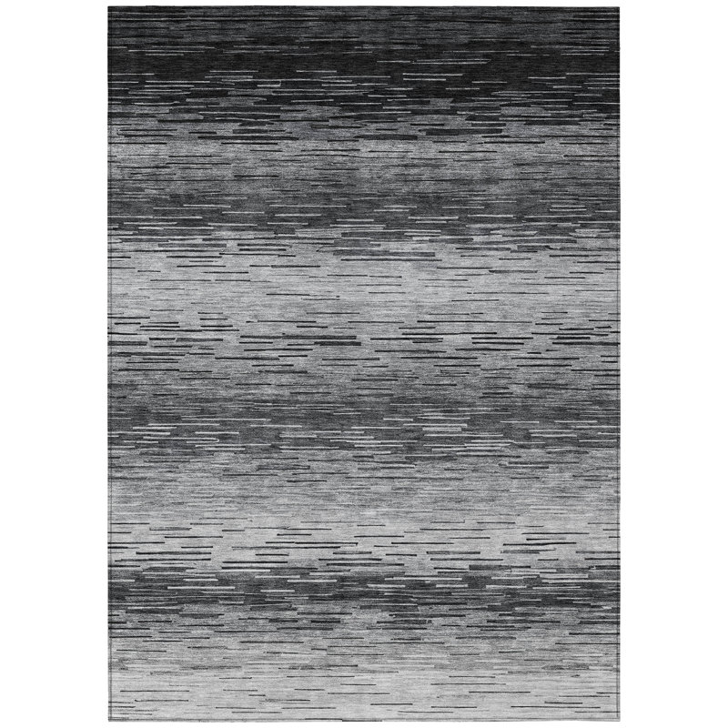 Machine Washable Indoor/Outdoor Chantille ACN2886 Striped Rug, Gray, 3' x 5'