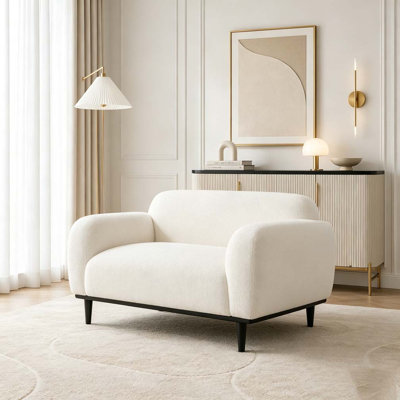 Bouclé Fabric Loveseat Sofa