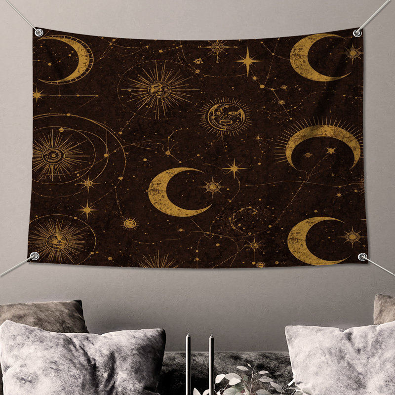 Tapisserie murale Celestial Moon Sun - Astrology, H 68 po x l 80 po avec 4 œillets