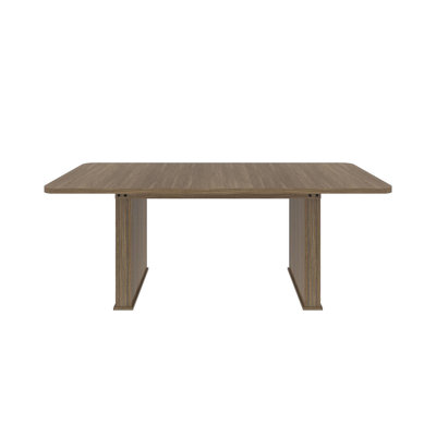 Modern Dining Table For 6-10 People, Wood Kitchen Table With Double Robust Pedestal, Wooden Dinner Table For Dining Room