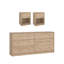 Ensemble de chambre à coucher 3 pièces - commode double 6 tiroirs et ensemble de table de chevet 2 pièces, Jackson Hickory-1101986877