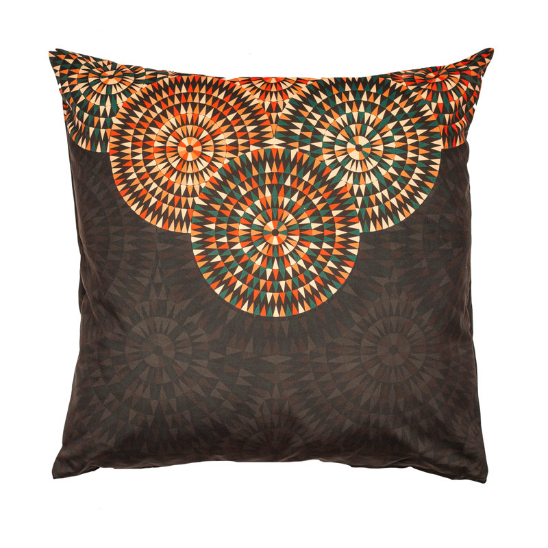 Hendrix Geometric Square Cushion, Gold/Brown