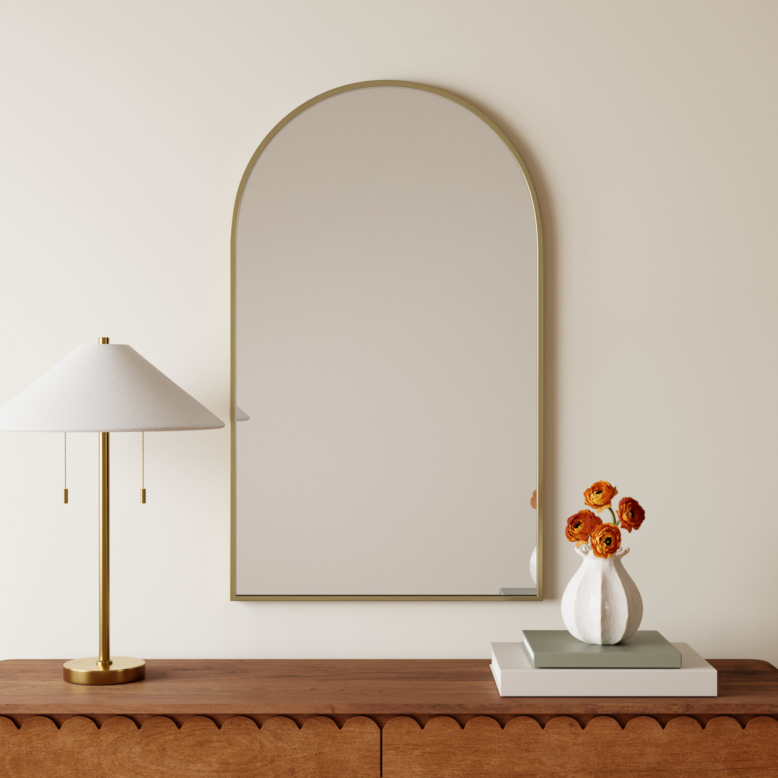 Sabine Metal Arch Wall Mirror, Brass, 40" x 24"