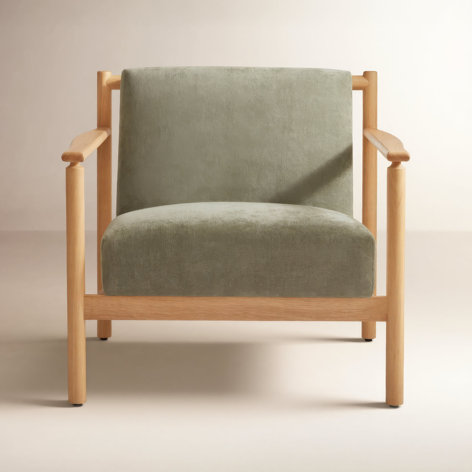 Solid Wood Armchair, Sage Performance Weave