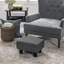 Repose-pieds gris anthracite, recouvert de lin, petit pour tous, confortable en gris, revêtement en tissu, salon de repos