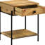 Table d'appoint en bois de manguier naturel avec supports en fer - Décoration 1 tiroir et tablette inférieure ouverte rustique moderne