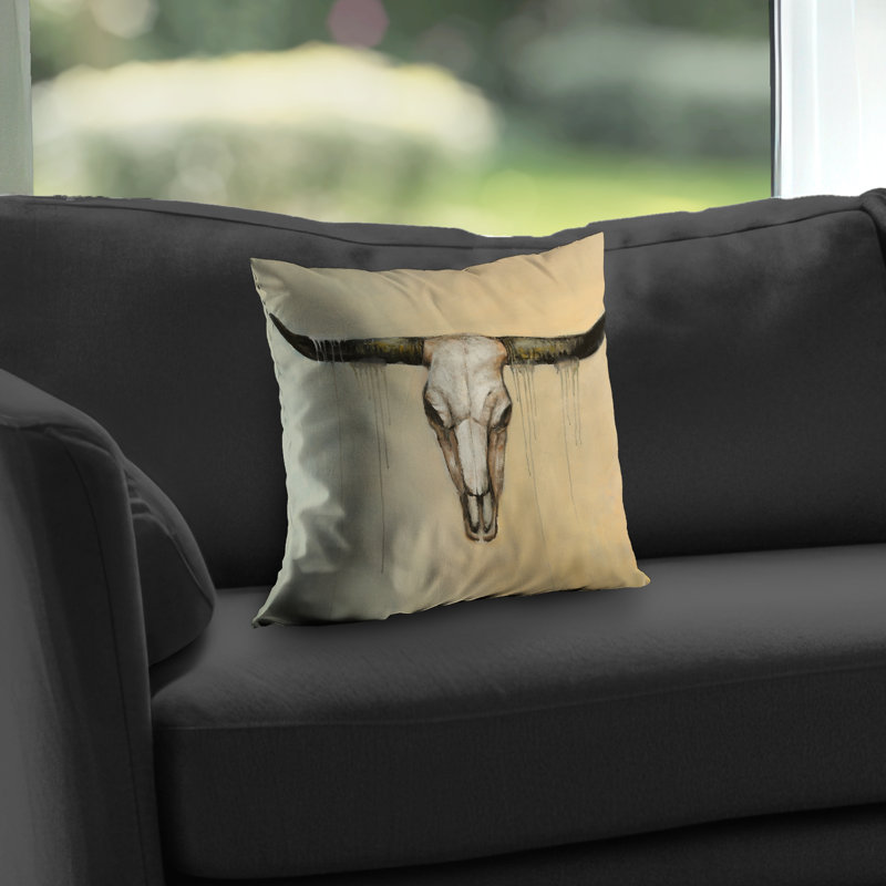 Bull Skull Beige Animals Throw | Stylish Home Decor Accent – Throw Pillow Cover Only, Double-Sided Print, Insert Not Included