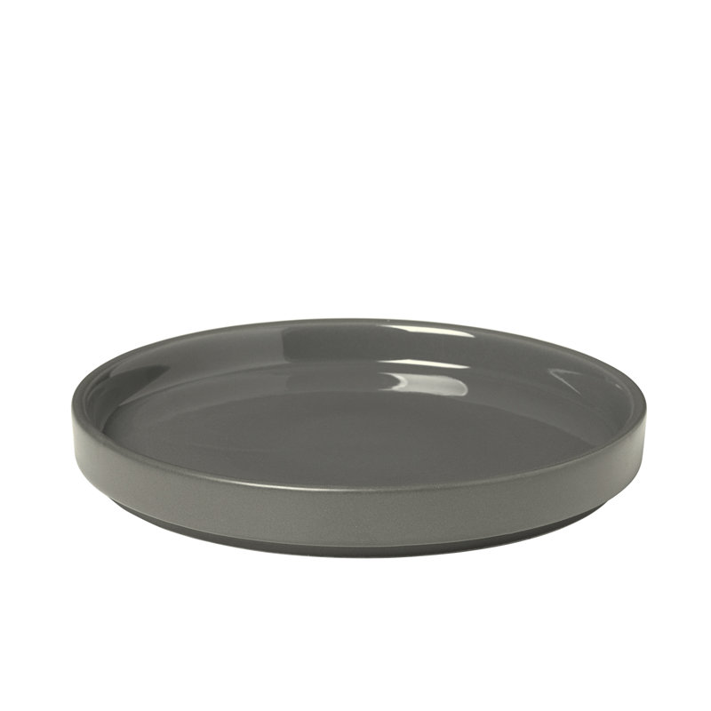 PILAR Stoneware 5.51" Bread and Butter Plate, Pewter/Charcoal