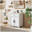 Ensemble meuble-lavabo moderne de style milieu du siècle de 27,8 po avec pieds renforcés, armoire de rangement, tiroir à couvercle rabattable et poignées en métal-1544827949