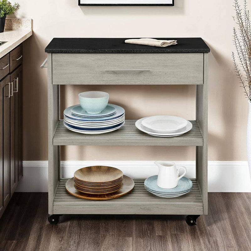 Alix Kitchen Cart, Gray, Gray Wood
