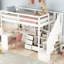 Lit mezzanine simple avec bureau en forme de L, tiroirs, armoire, escalier de rangement - Blanc d'escalade confortable et de haute qualité-226129919