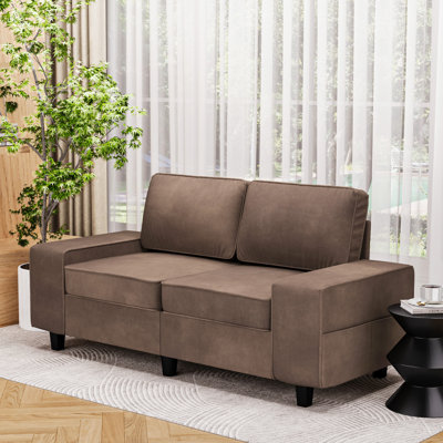 Modern Style Indoor Loveseat With Side Pockets