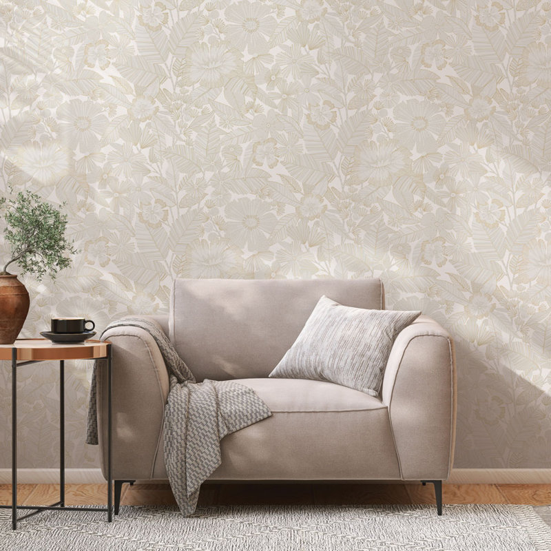 Andrija 16.5' L x 20.5" W Peel and Stick Wallpaper Roll, Chantilly White