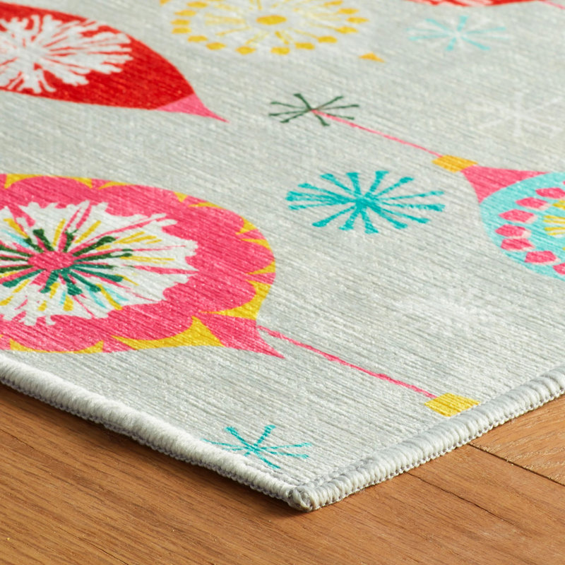 Ornaments Multi Machine Washable Rug, Rectangle 2' x 3'