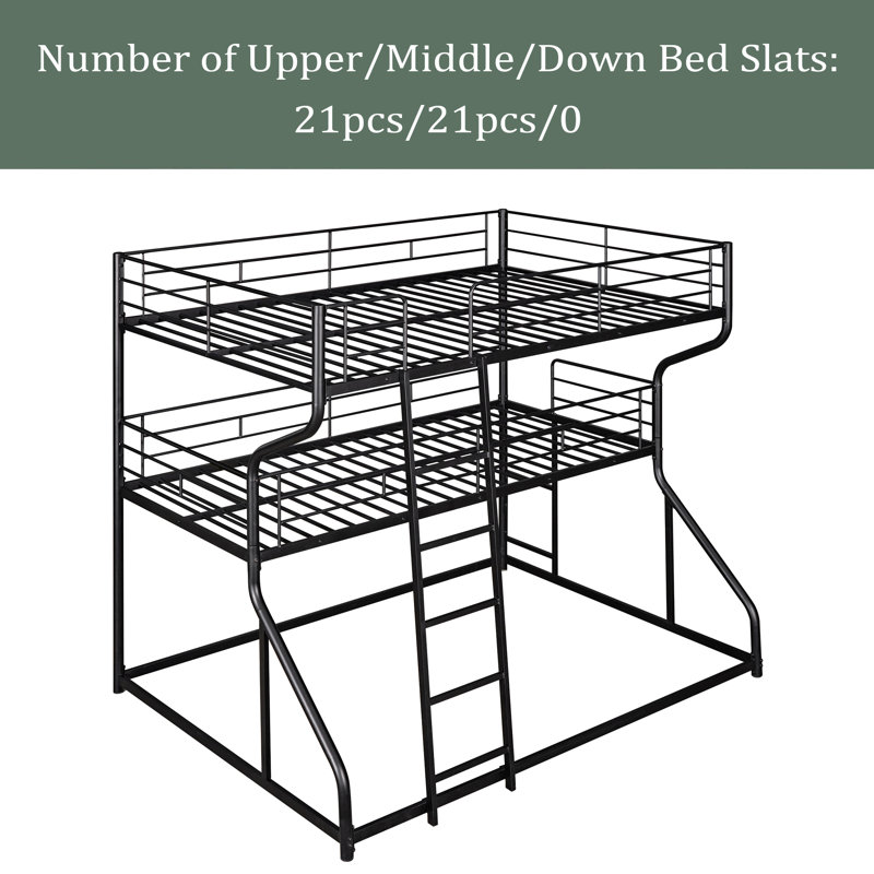 Kids Twin Over Full Over Queen Bunk Bed, Black