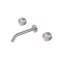 Acquaco Linki Kronos Wall Mount Three-Hole Two Handle Bathroom Lavatory Faucet with 7'' Spout Reach-787560994