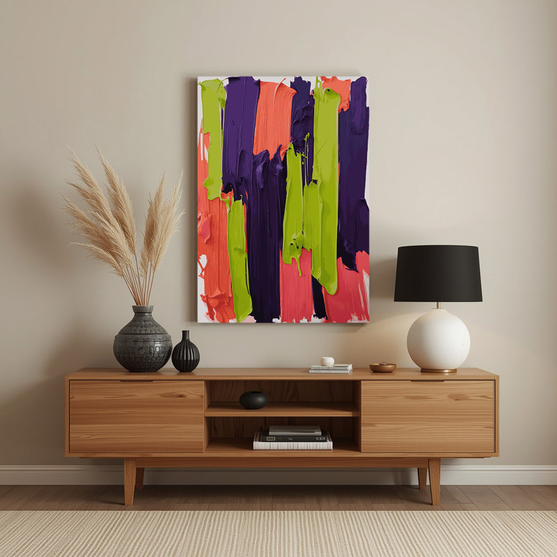 Abstrait couleur champ 45, art mural en métal mauve, H 8 po x l 10 po