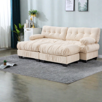Canapés profonds à assise profonde, canapé beige moderne à structure en bois pour la famille