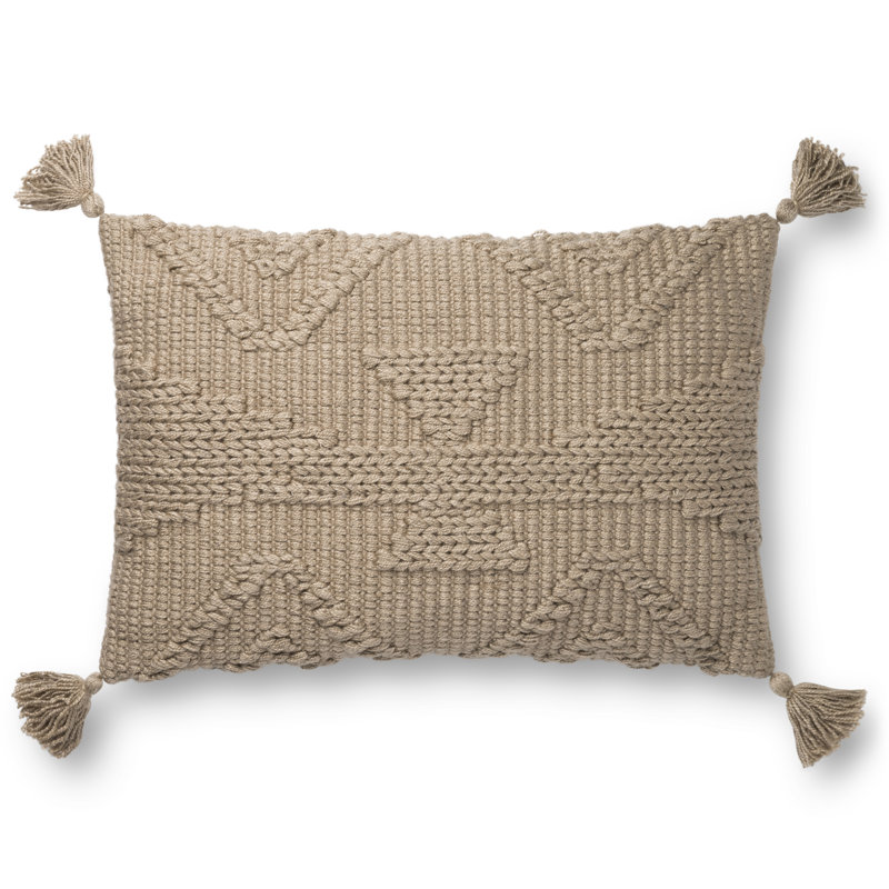 Candace Tassels Throw Pillow, Down/Feather, Taupe