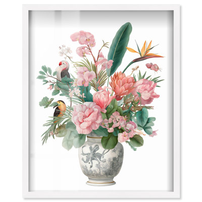 Exotic Flora I Shadowbox Print Farmhouse Wall Art by Art Remedy, White Frame, 24 x 30